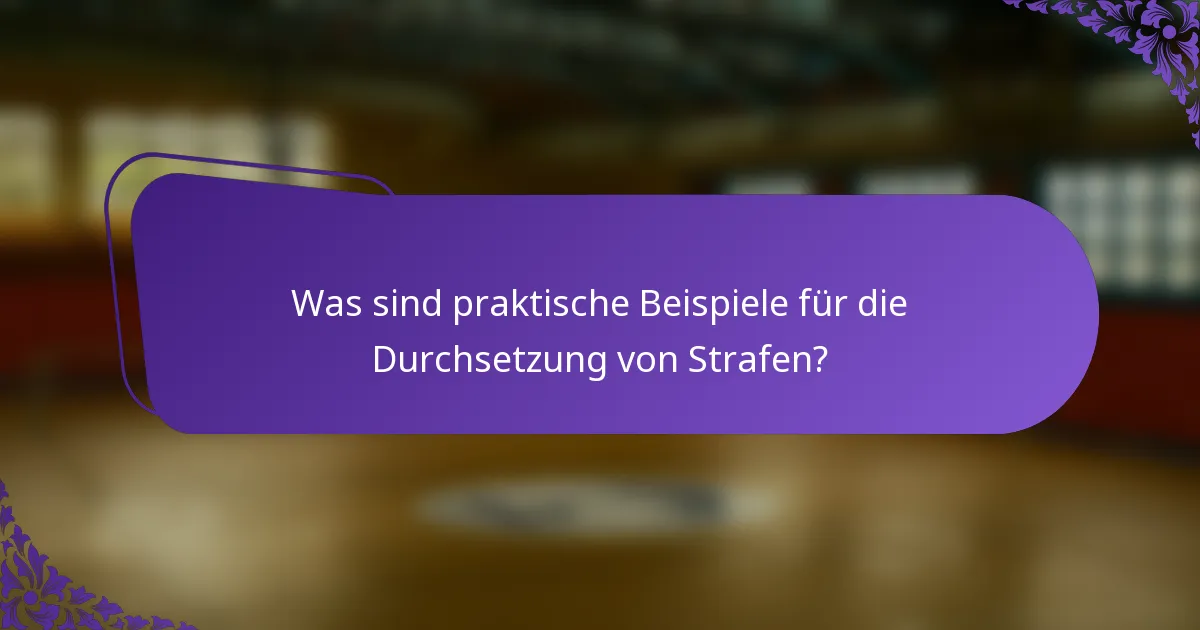 Was sind praktische Beispiele für die Durchsetzung von Strafen?