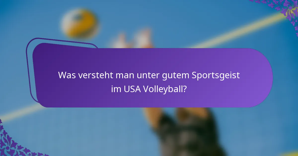 Was versteht man unter gutem Sportsgeist im USA Volleyball?