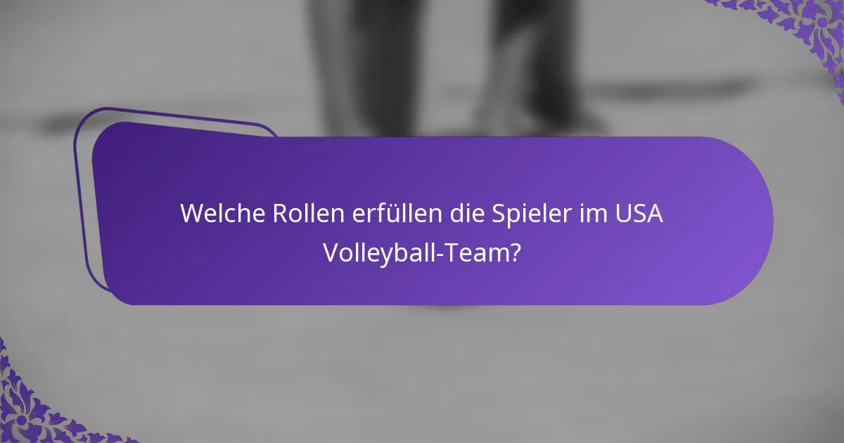 Welche Rollen erfüllen die Spieler im USA Volleyball-Team?