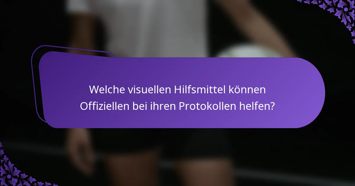 Welche visuellen Hilfsmittel können Offiziellen bei ihren Protokollen helfen?
