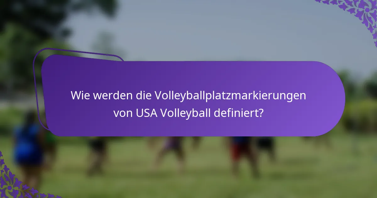 Wie werden die Volleyballplatzmarkierungen von USA Volleyball definiert?